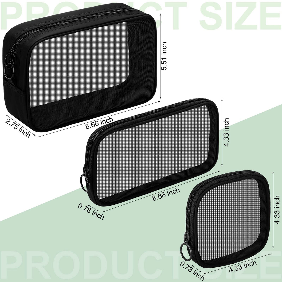 Weewooday 4 Pcs Mesh Pouch Large&medium&small, Black Zipper Bag - thewildfolk Weewooday 4 Pcs Mesh Pouch Large&medium&small, Black Zipper Bag