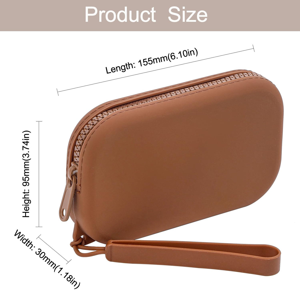 WHHJM Small Silicone Multifunctional Essential Bag Portable Travel Makeup Bag for Women Men Cards Cash Bag Zipper Pouch (Brown) - thewildfolk WHHJM Small Silicone Multifunctional Essential Bag Portable Travel Makeup Bag for Women Men Cards Cash Bag Zipper Pouch (Brown)