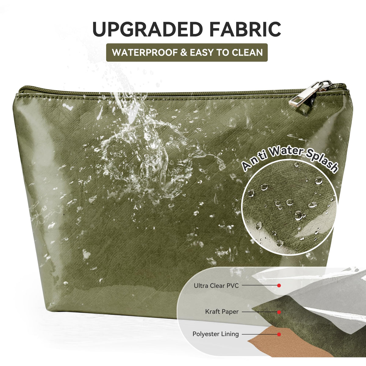 WLLWOO PVC Makeup Bag Waterproof Kraft Paper Cosmetic Pouch for Purse - thewildfolk WLLWOO PVC Makeup Bag Waterproof Kraft Paper Cosmetic Pouch for Purse