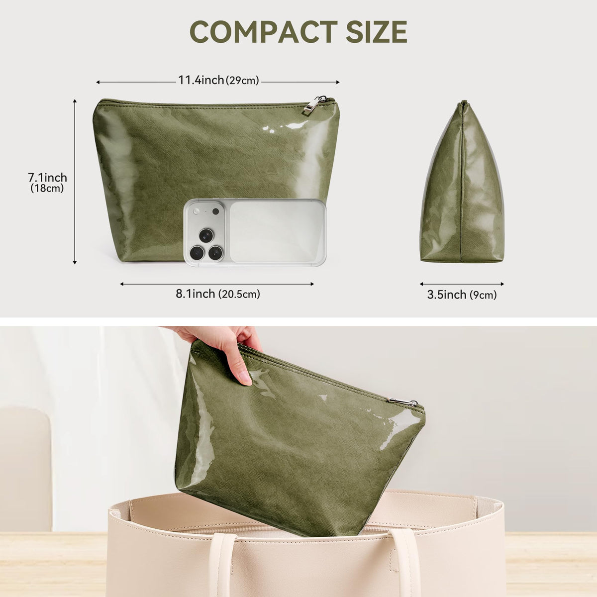 WLLWOO PVC Makeup Bag Waterproof Kraft Paper Cosmetic Pouch for Purse - thewildfolk WLLWOO PVC Makeup Bag Waterproof Kraft Paper Cosmetic Pouch for Purse