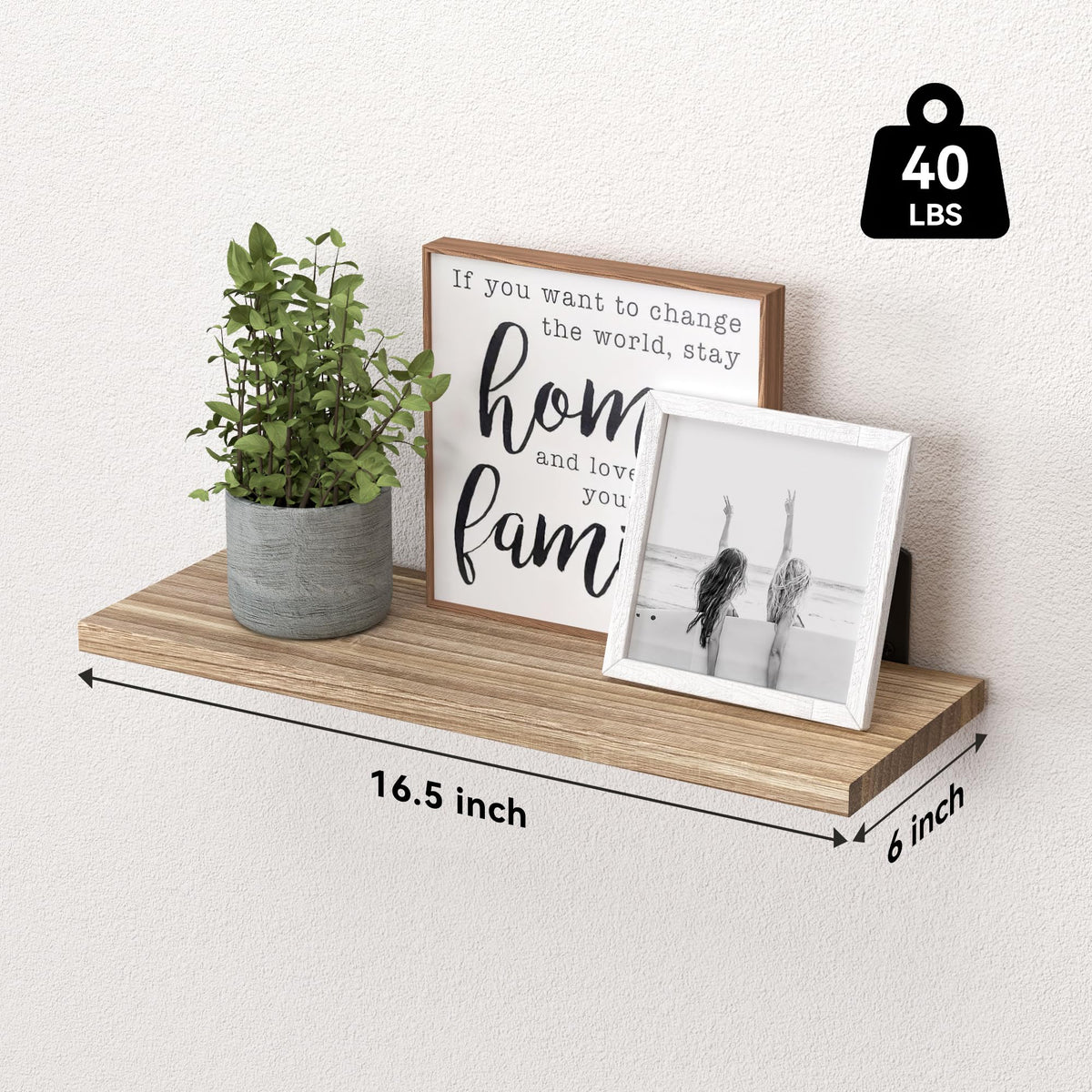 WOPITUES Floating Shelves Set of 6 for Wall Decor & Storage, Rustic Brown - thewildfolk WOPITUES Floating Shelves Set of 6 for Wall Decor & Storage, Rustic Brown