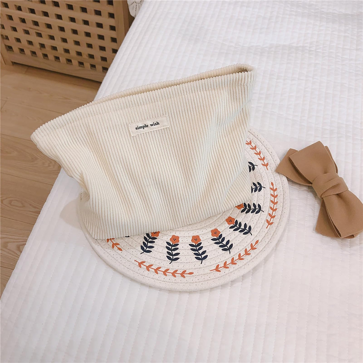Wudygirl Makeup Bag for Women Travel Cosmetic Bag 10.5"x7.5" Beige - thewildfolk Wudygirl Makeup Bag for Women Travel Cosmetic Bag 10.5"x7.5" Beige