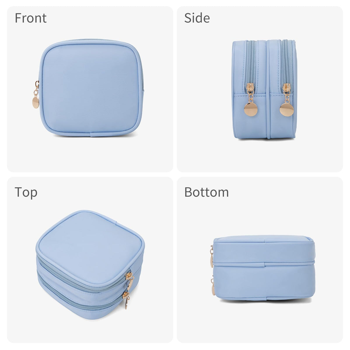 XIAOLER Small Makeup Pouch, Double Zipper Cosmetic Bag, Travel Makeup Bag, Cute Makeup Bag for Purse, Mini Toiletry Bag (blue) - thewildfolk XIAOLER Small Makeup Pouch, Double Zipper Cosmetic Bag, Travel Makeup Bag, Cute Makeup Bag for Purse, Mini Toiletry Bag (blue)