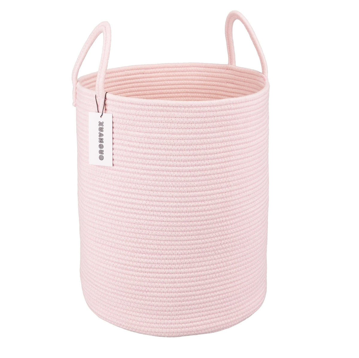 XUANGUO Cotton Rope Laundry Basket Hamper for Girls Kids Baby Nursery Pink - thewildfolk XUANGUO Cotton Rope Laundry Basket Hamper for Girls Kids Baby Nursery Pink