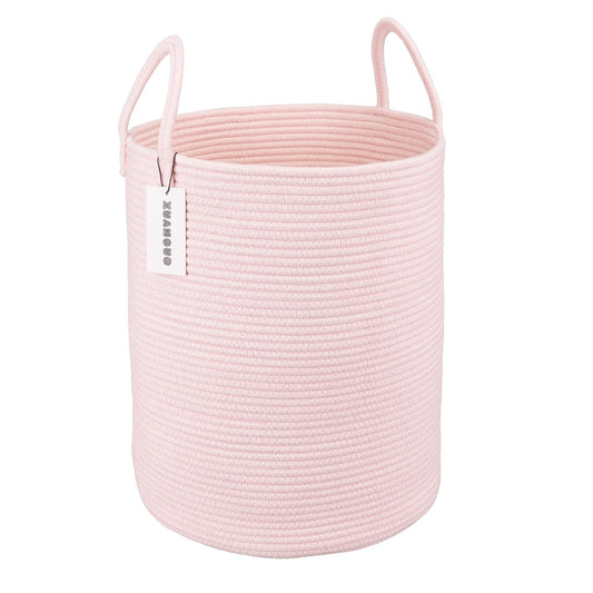 XUANGUO Cotton Rope Laundry Basket Hamper for Girls Kids Baby Nursery Pink - thewildfolk XUANGUO Cotton Rope Laundry Basket Hamper for Girls Kids Baby Nursery Pink