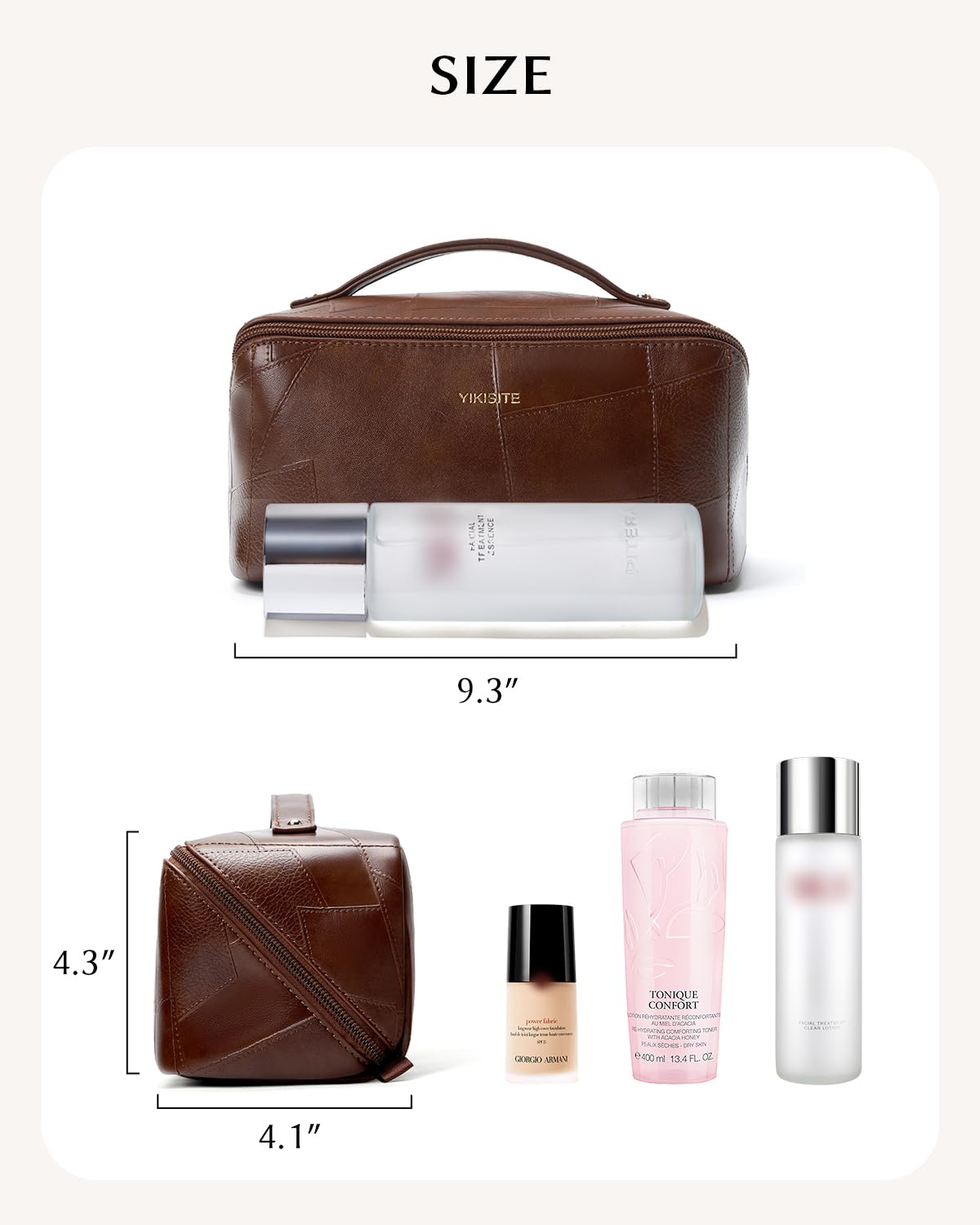 Yikisite Makeup Bag, Travel Cosmetic Bags toiletry bag for Women, Waterproof PU Leather Make Up Pouch Organizer Travel Essentials Organizer with Divider (Brown) - thewildfolk Yikisite Makeup Bag, Travel Cosmetic Bags toiletry bag for Women, Waterproof PU Leather Make Up Pouch Organizer Travel Essentials Organizer with Divider (Brown)