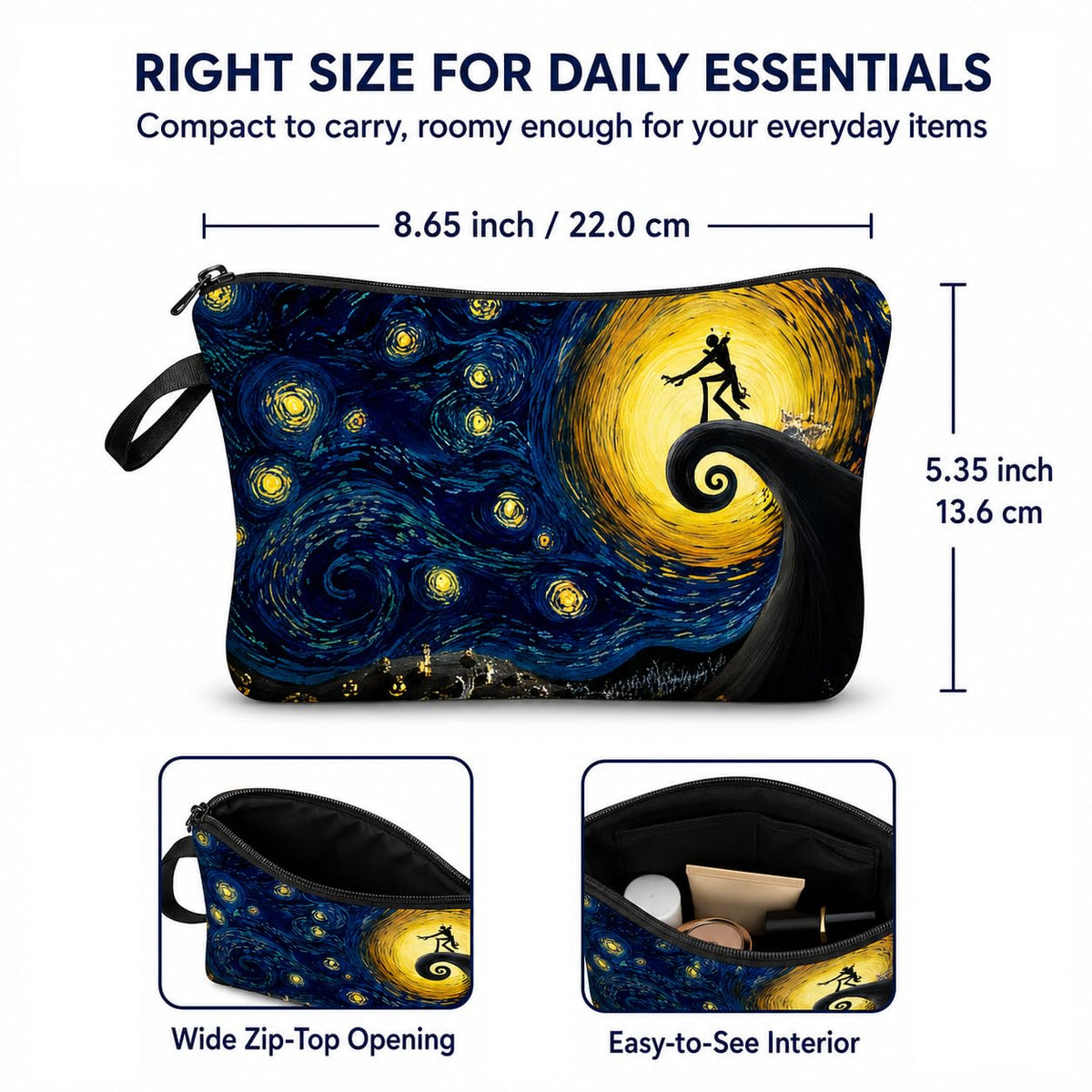 Yindess Night Before Christmas Gift Small Makeup Bag, Waterproof Polyester Cosmetic Pouch for Women, Lightweight Zipper Organizer for Purse and Travel,Nightmare Gift - thewildfolk Yindess Night Before Christmas Gift Small Makeup Bag, Waterproof Polyester Cosmetic Pouch for Women, Lightweight Zipper Organizer for Purse and Travel,Nightmare Gift