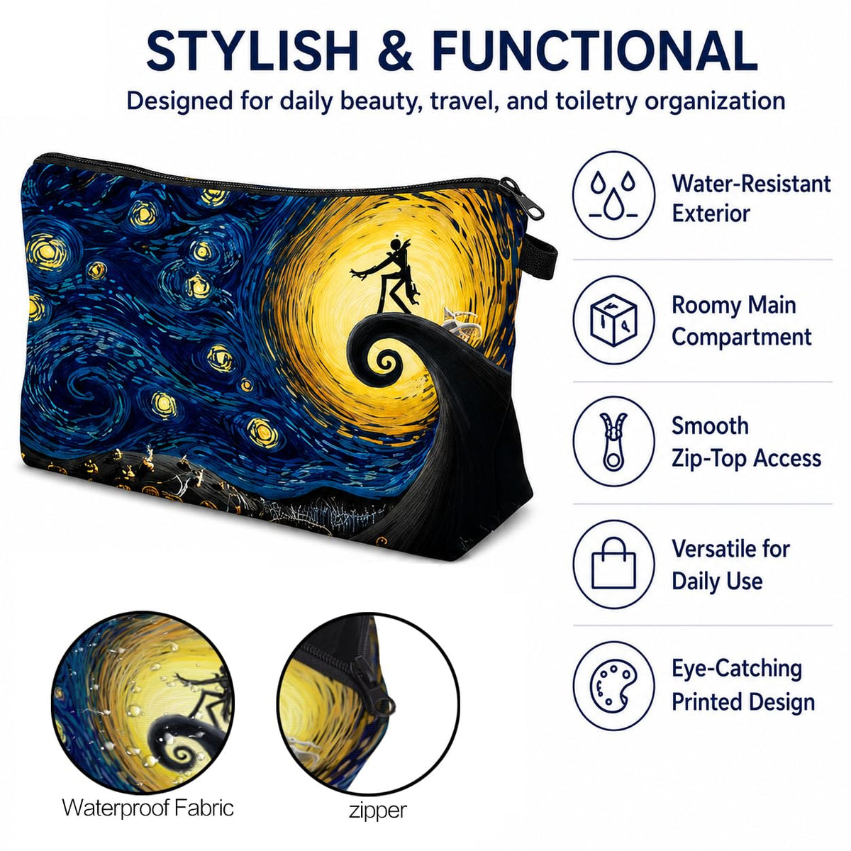 Yindess Night Before Christmas Gift Small Makeup Bag, Waterproof Polyester Cosmetic Pouch for Women, Lightweight Zipper Organizer for Purse and Travel,Nightmare Gift - thewildfolk Yindess Night Before Christmas Gift Small Makeup Bag, Waterproof Polyester Cosmetic Pouch for Women, Lightweight Zipper Organizer for Purse and Travel,Nightmare Gift