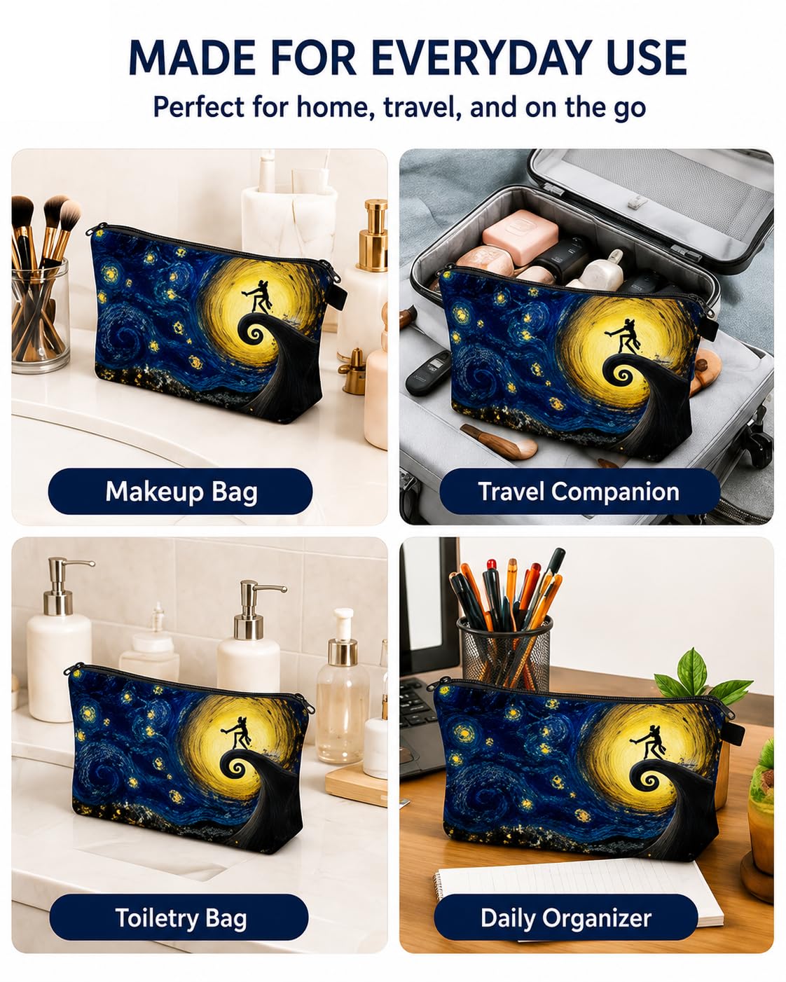 Yindess Night Before Christmas Gift Small Makeup Bag, Waterproof Polyester Cosmetic Pouch for Women, Lightweight Zipper Organizer for Purse and Travel,Nightmare Gift - thewildfolk Yindess Night Before Christmas Gift Small Makeup Bag, Waterproof Polyester Cosmetic Pouch for Women, Lightweight Zipper Organizer for Purse and Travel,Nightmare Gift