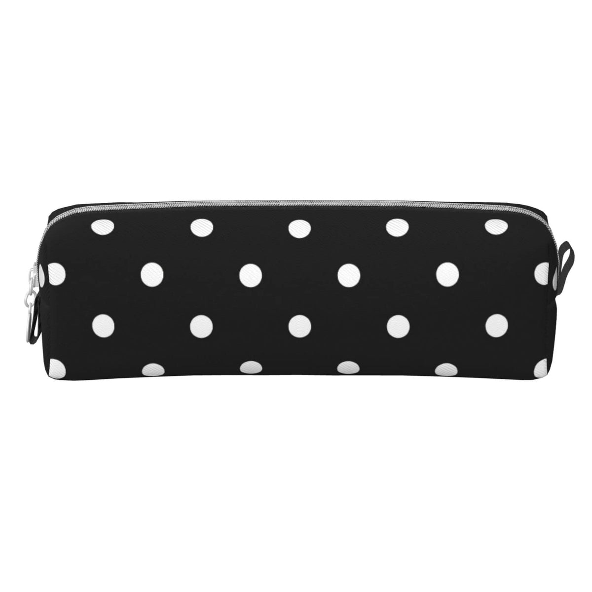 Ykklima Leather Pencil Case - Polka Dot Black and White Simple Pattern, Stationery Bag Pen Organizer Makeup Cosmetic Holder Pouch for School Work Office College - thewildfolk Ykklima Leather Pencil Case - Polka Dot Black and White Simple Pattern, Stationery Bag Pen Organizer Makeup Cosmetic Holder Pouch for School Work Office College