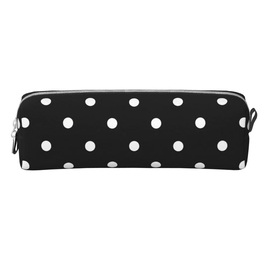 Ykklima Leather Pencil Case - Polka Dot Black and White Simple Pattern, Stationery Bag Pen Organizer Makeup Cosmetic Holder Pouch for School Work Office College - thewildfolk Ykklima Leather Pencil Case - Polka Dot Black and White Simple Pattern, Stationery Bag Pen Organizer Makeup Cosmetic Holder Pouch for School Work Office College