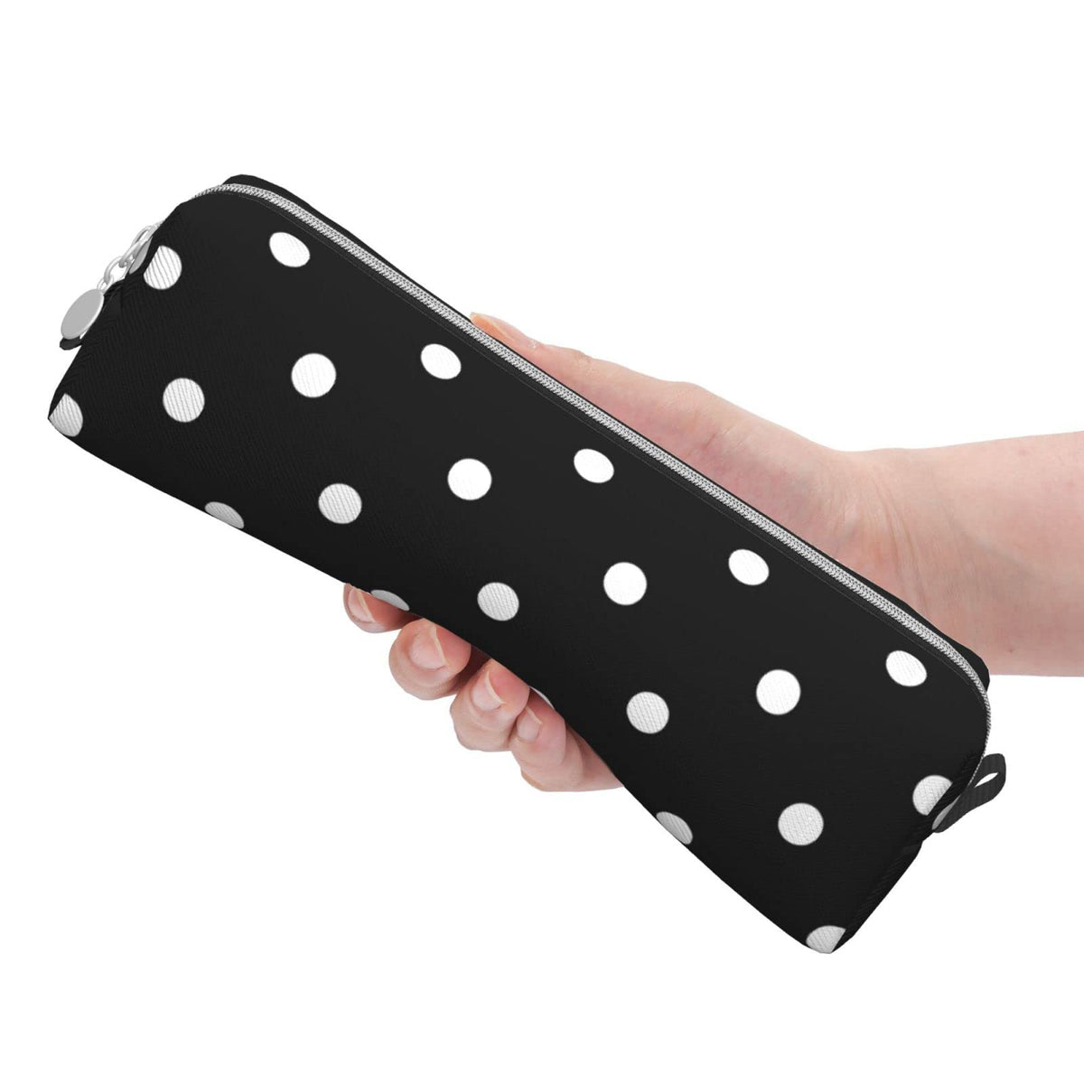 Ykklima Leather Pencil Case - Polka Dot Black and White Simple Pattern, Stationery Bag Pen Organizer Makeup Cosmetic Holder Pouch for School Work Office College - thewildfolk Ykklima Leather Pencil Case - Polka Dot Black and White Simple Pattern, Stationery Bag Pen Organizer Makeup Cosmetic Holder Pouch for School Work Office College