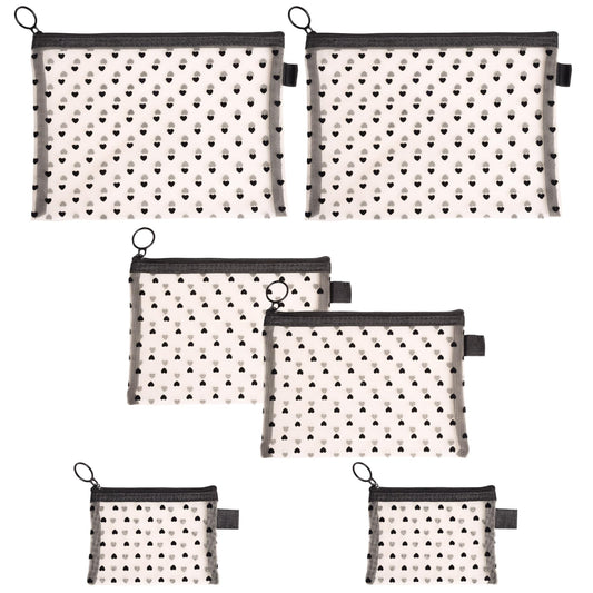 Ymcafmo 6-Piece Heart Printed Mesh Makeup Bag Set – Small Pouches for Purse, Mesh Pouch, Pouches for Inside Purse, Pouch for Bags with Zipper（Beige） - thewildfolk Ymcafmo 6-Piece Heart Printed Mesh Makeup Bag Set – Small Pouches for Purse, Mesh Pouch, Pouches for Inside Purse, Pouch for Bags with Zipper（Beige）