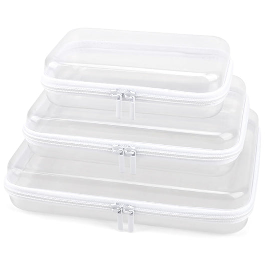 YOPCDJ 3 Pack Clear Hard Shell Zipper Case, Clear Zipper Pouches Waterproof Makeup Organizer & Travel Toiletry Bag, Diaper Bag Organizing Pouches, Plastic Pouch for Office Home Storage, LMS - thewildfolk YOPCDJ 3 Pack Clear Hard Shell Zipper Case, Clear Zipper Pouches Waterproof Makeup Organizer & Travel Toiletry Bag, Diaper Bag Organizing Pouches, Plastic Pouch for Office Home Storage, LMS