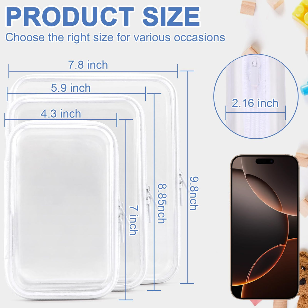 YOPCDJ 3 Pack Clear Hard Shell Zipper Case, Clear Zipper Pouches Waterproof Makeup Organizer & Travel Toiletry Bag, Diaper Bag Organizing Pouches, Plastic Pouch for Office Home Storage, LMS - thewildfolk YOPCDJ 3 Pack Clear Hard Shell Zipper Case, Clear Zipper Pouches Waterproof Makeup Organizer & Travel Toiletry Bag, Diaper Bag Organizing Pouches, Plastic Pouch for Office Home Storage, LMS