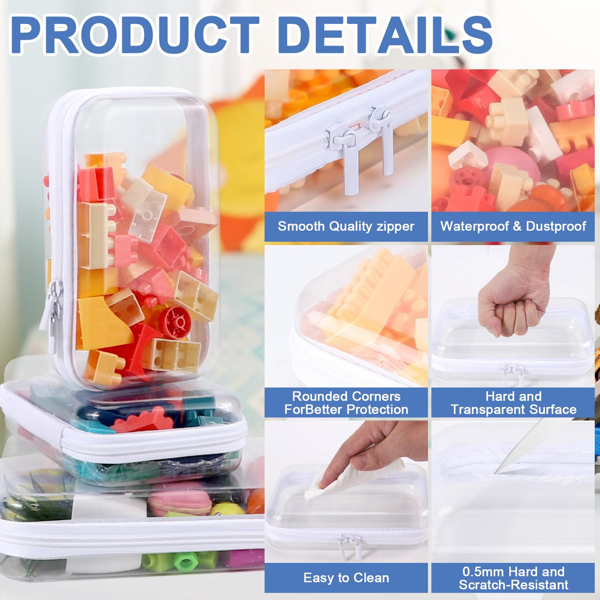 YOPCDJ 3 Pack Clear Hard Shell Zipper Case, Clear Zipper Pouches Waterproof Makeup Organizer & Travel Toiletry Bag, Diaper Bag Organizing Pouches, Plastic Pouch for Office Home Storage, LMS - thewildfolk YOPCDJ 3 Pack Clear Hard Shell Zipper Case, Clear Zipper Pouches Waterproof Makeup Organizer & Travel Toiletry Bag, Diaper Bag Organizing Pouches, Plastic Pouch for Office Home Storage, LMS