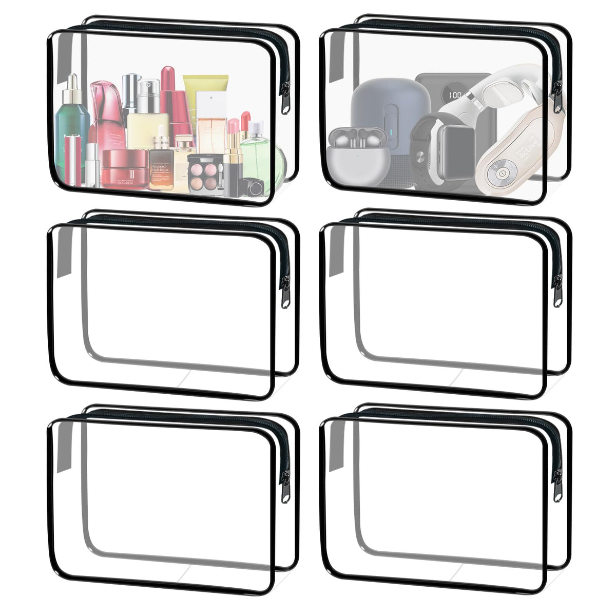 YOQIVEXU 6 Pieces Clear Cosmetics Bag Bulk, TSA Approved Toiletry Bag for Travel, Zippered Clear Pouch Cosmetic Makeup Bag Waterproof Vinyl Plastic Organizer Case for Vacation Bathroom (Large) - thewildfolk YOQIVEXU 6 Pieces Clear Cosmetics Bag Bulk, TSA Approved Toiletry Bag for Travel, Zippered Clear Pouch Cosmetic Makeup Bag Waterproof Vinyl Plastic Organizer Case for Vacation Bathroom (Large)