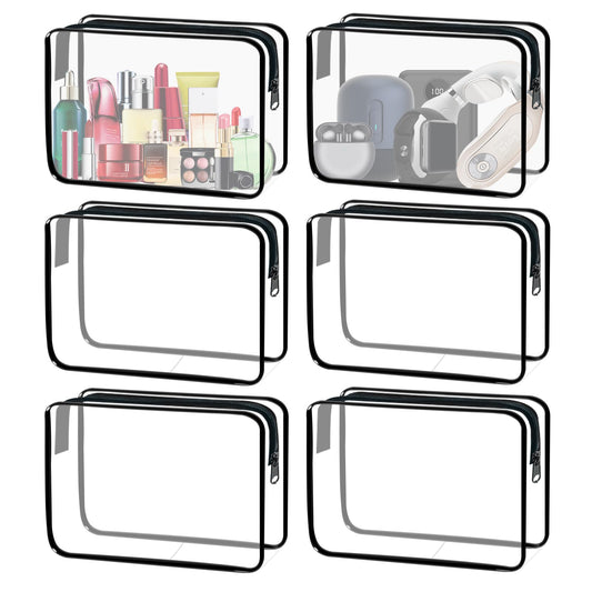 YOQIVEXU 6 Pieces Clear Cosmetics Bag Bulk, TSA Approved Toiletry Bag for Travel, Zippered Clear Pouch Cosmetic Makeup Bag Waterproof Vinyl Plastic Organizer Case for Vacation Bathroom (Large) - thewildfolk YOQIVEXU 6 Pieces Clear Cosmetics Bag Bulk, TSA Approved Toiletry Bag for Travel, Zippered Clear Pouch Cosmetic Makeup Bag Waterproof Vinyl Plastic Organizer Case for Vacation Bathroom (Large)