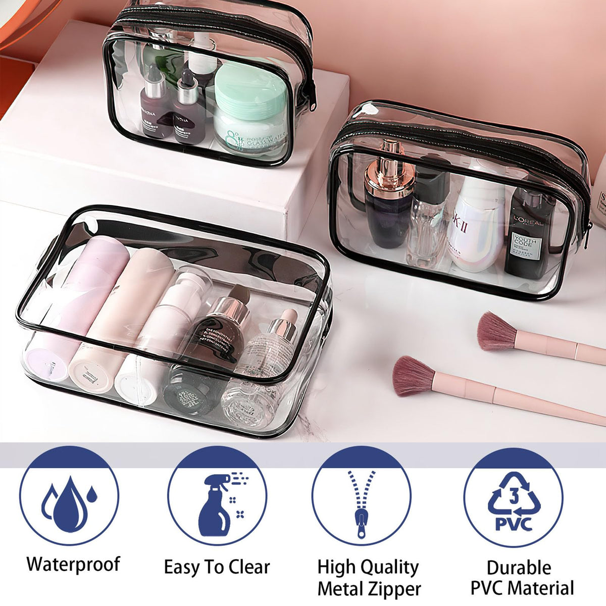 YOQIVEXU 6 Pieces Clear Cosmetics Bag Bulk, TSA Approved Toiletry Bag for Travel, Zippered Clear Pouch Cosmetic Makeup Bag Waterproof Vinyl Plastic Organizer Case for Vacation Bathroom (Large) - thewildfolk YOQIVEXU 6 Pieces Clear Cosmetics Bag Bulk, TSA Approved Toiletry Bag for Travel, Zippered Clear Pouch Cosmetic Makeup Bag Waterproof Vinyl Plastic Organizer Case for Vacation Bathroom (Large)