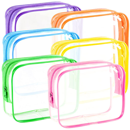 YOQIVEXU 6 Pieces Clear Makeup Bags Bulk, TSA Approved Toiletry Bag Clear Cosmetic Toiletries Pouch with Zipper, Waterproof Vinyl Plastic Organizer Case for for Women Carry-on Travel Essentials - thewildfolk YOQIVEXU 6 Pieces Clear Makeup Bags Bulk, TSA Approved Toiletry Bag Clear Cosmetic Toiletries Pouch with Zipper, Waterproof Vinyl Plastic Organizer Case for for Women Carry-on Travel Essentials