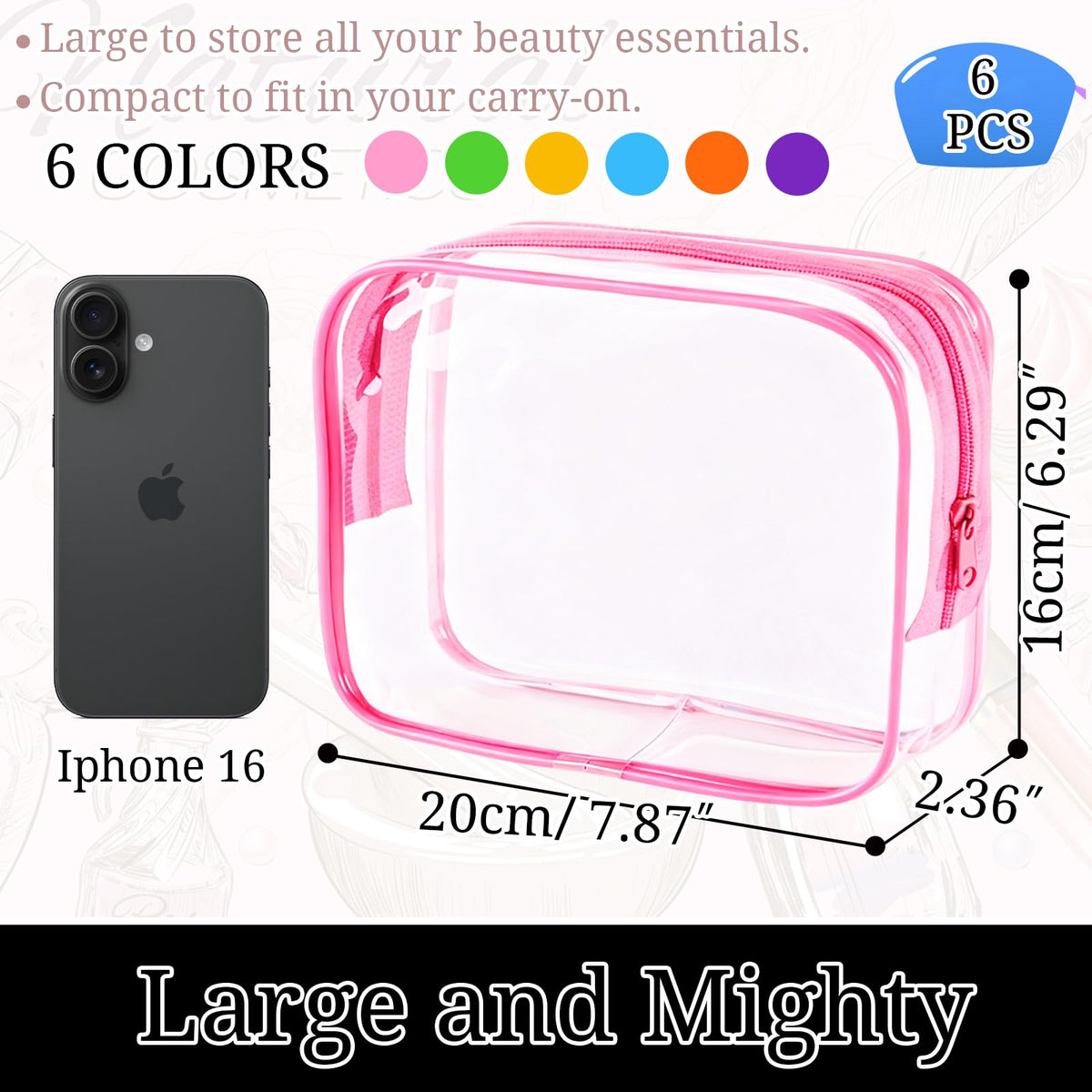 YOQIVEXU 6 Pieces Clear Makeup Bags Bulk, TSA Approved Toiletry Bag Clear Cosmetic Toiletries Pouch with Zipper, Waterproof Vinyl Plastic Organizer Case for for Women Carry-on Travel Essentials - thewildfolk YOQIVEXU 6 Pieces Clear Makeup Bags Bulk, TSA Approved Toiletry Bag Clear Cosmetic Toiletries Pouch with Zipper, Waterproof Vinyl Plastic Organizer Case for for Women Carry-on Travel Essentials