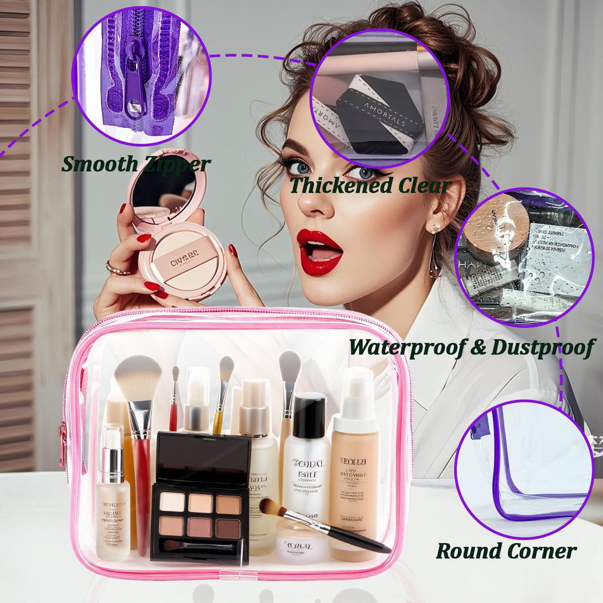 YOQIVEXU 6 Pieces Clear Makeup Bags Bulk, TSA Approved Toiletry Bag Clear Cosmetic Toiletries Pouch with Zipper, Waterproof Vinyl Plastic Organizer Case for for Women Carry-on Travel Essentials - thewildfolk YOQIVEXU 6 Pieces Clear Makeup Bags Bulk, TSA Approved Toiletry Bag Clear Cosmetic Toiletries Pouch with Zipper, Waterproof Vinyl Plastic Organizer Case for for Women Carry-on Travel Essentials