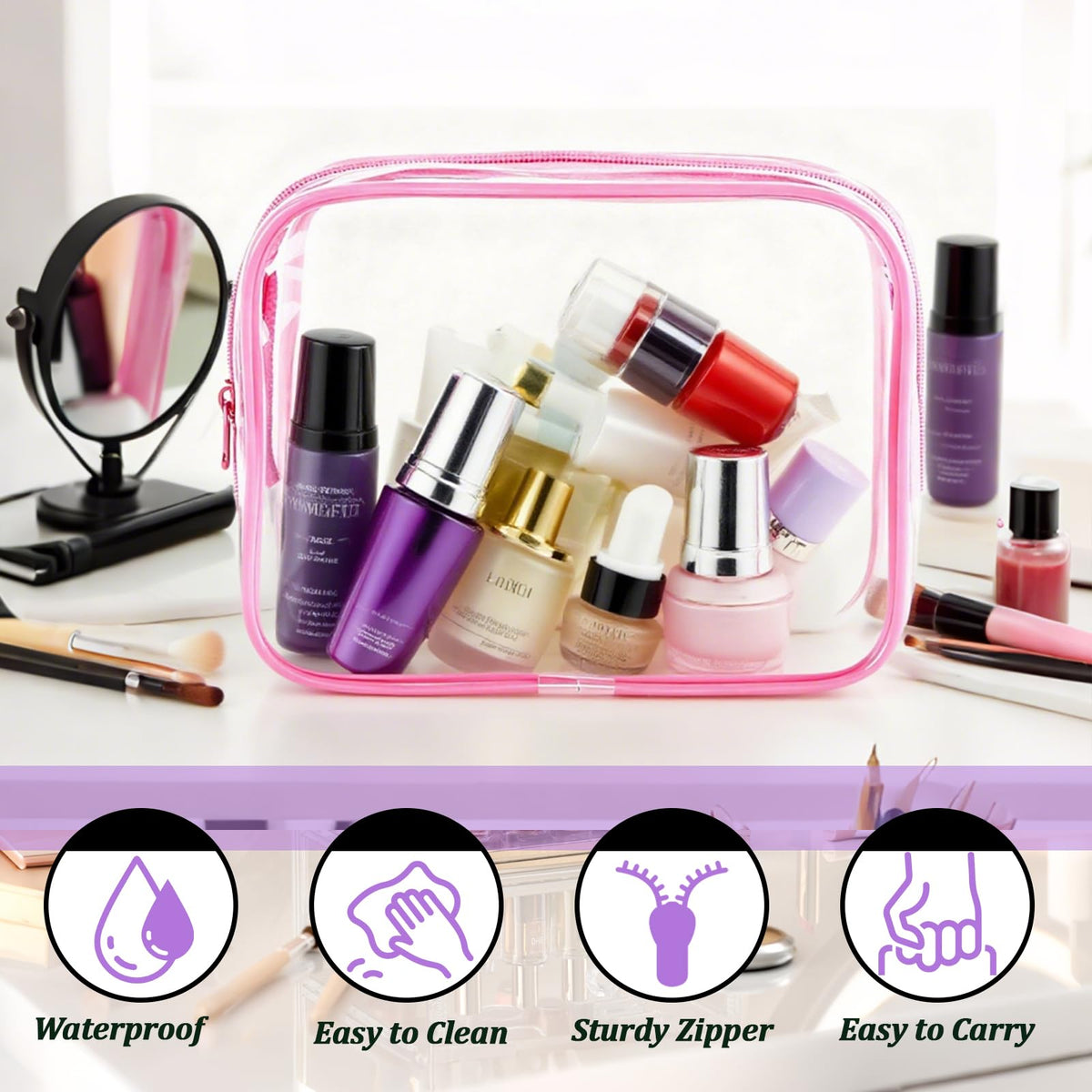 YOQIVEXU 6 Pieces Clear Makeup Bags Bulk, TSA Approved Toiletry Bag Clear Cosmetic Toiletries Pouch with Zipper, Waterproof Vinyl Plastic Organizer Case for for Women Carry-on Travel Essentials - thewildfolk YOQIVEXU 6 Pieces Clear Makeup Bags Bulk, TSA Approved Toiletry Bag Clear Cosmetic Toiletries Pouch with Zipper, Waterproof Vinyl Plastic Organizer Case for for Women Carry-on Travel Essentials