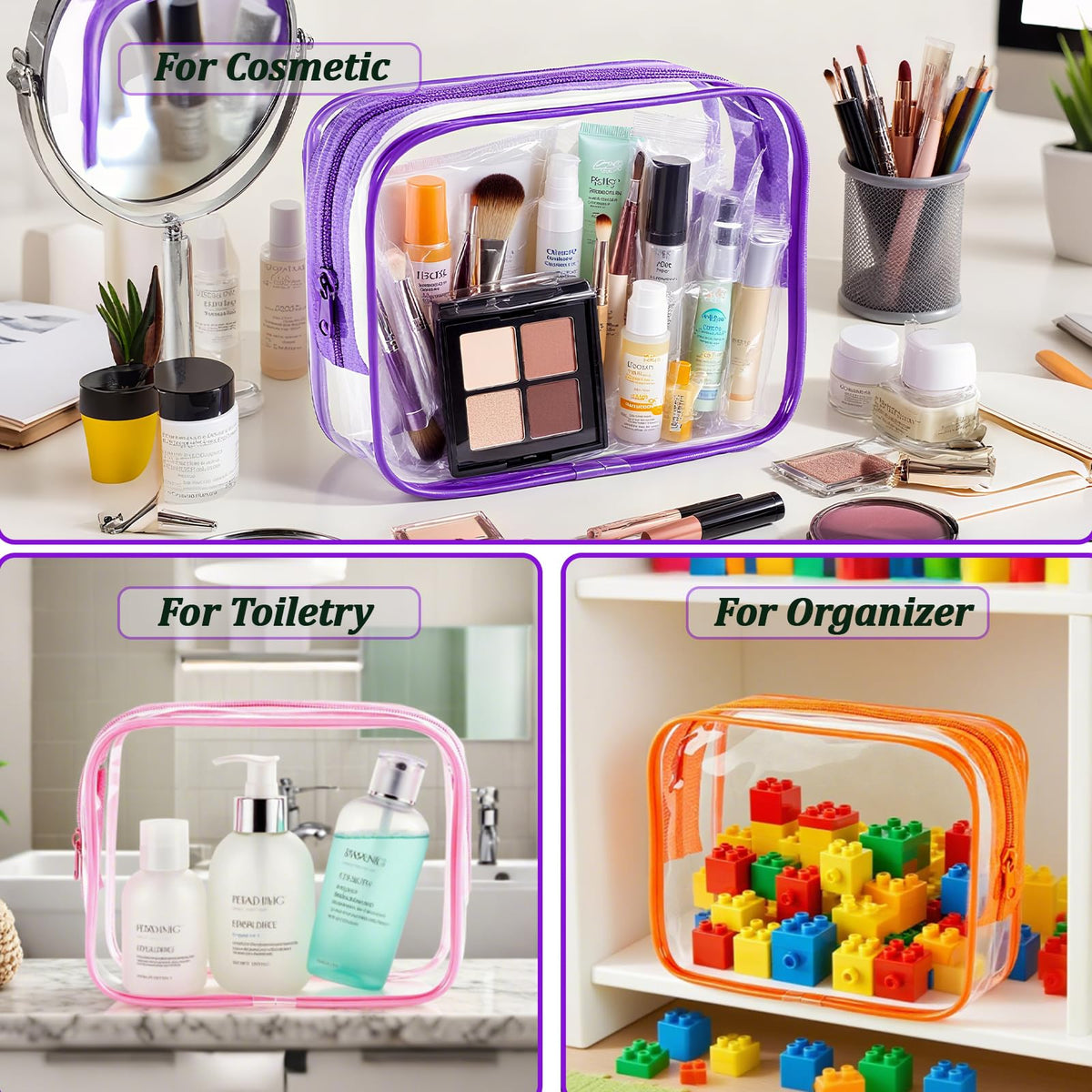 YOQIVEXU 6 Pieces Clear Makeup Bags Bulk, TSA Approved Toiletry Bag Clear Cosmetic Toiletries Pouch with Zipper, Waterproof Vinyl Plastic Organizer Case for for Women Carry-on Travel Essentials - thewildfolk YOQIVEXU 6 Pieces Clear Makeup Bags Bulk, TSA Approved Toiletry Bag Clear Cosmetic Toiletries Pouch with Zipper, Waterproof Vinyl Plastic Organizer Case for for Women Carry-on Travel Essentials