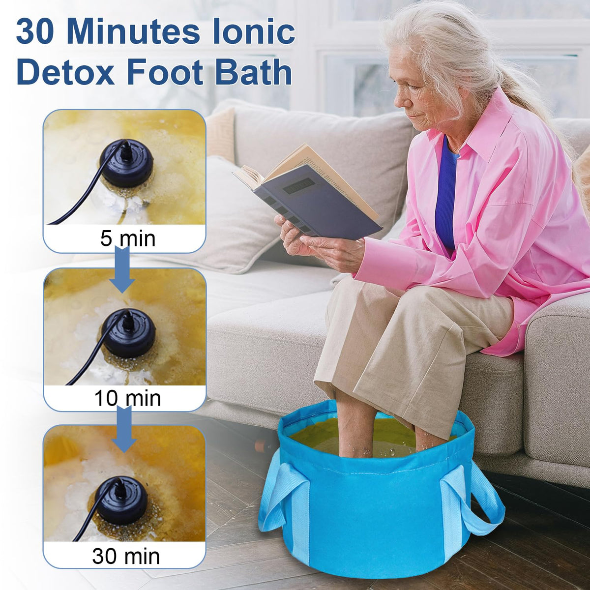 YoTmake Ionic Detox Foot Bath SPA Machine, Ionic Cleanse Detox Foot Bath Spa Machine with Blue Bucket for Health Care Personal Home Travel - thewildfolk YoTmake Ionic Detox Foot Bath SPA Machine, Ionic Cleanse Detox Foot Bath Spa Machine with Blue Bucket for Health Care Personal Home Travel