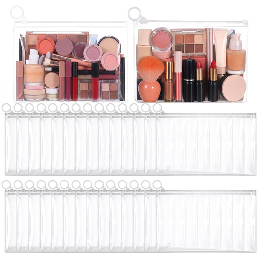 Yuanan 100 PCS Mini Clear Makeup Bag, 9.8"×7.1" Pvc Clear Zipper Pouch Bulk - thewildfolk Yuanan 100 PCS Mini Clear Makeup Bag, 9.8"×7.1" Pvc Clear Zipper Pouch Bulk