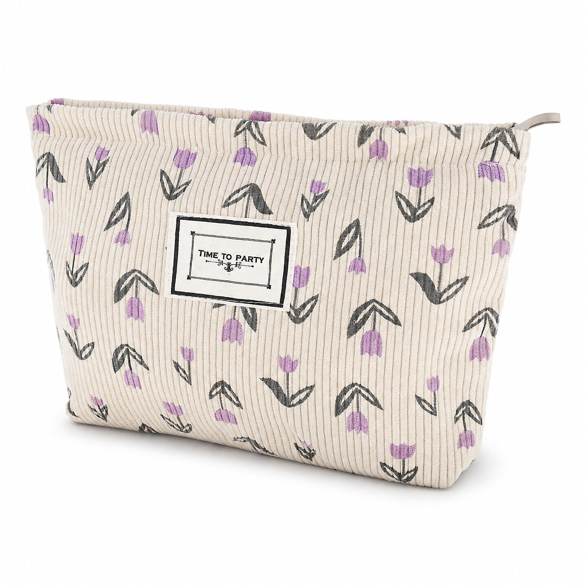 YURUGEAR Corduroy Cute Cosmetic Makeup Bag for Women Purple Floral - thewildfolk YURUGEAR Corduroy Cute Cosmetic Makeup Bag for Women Purple Floral