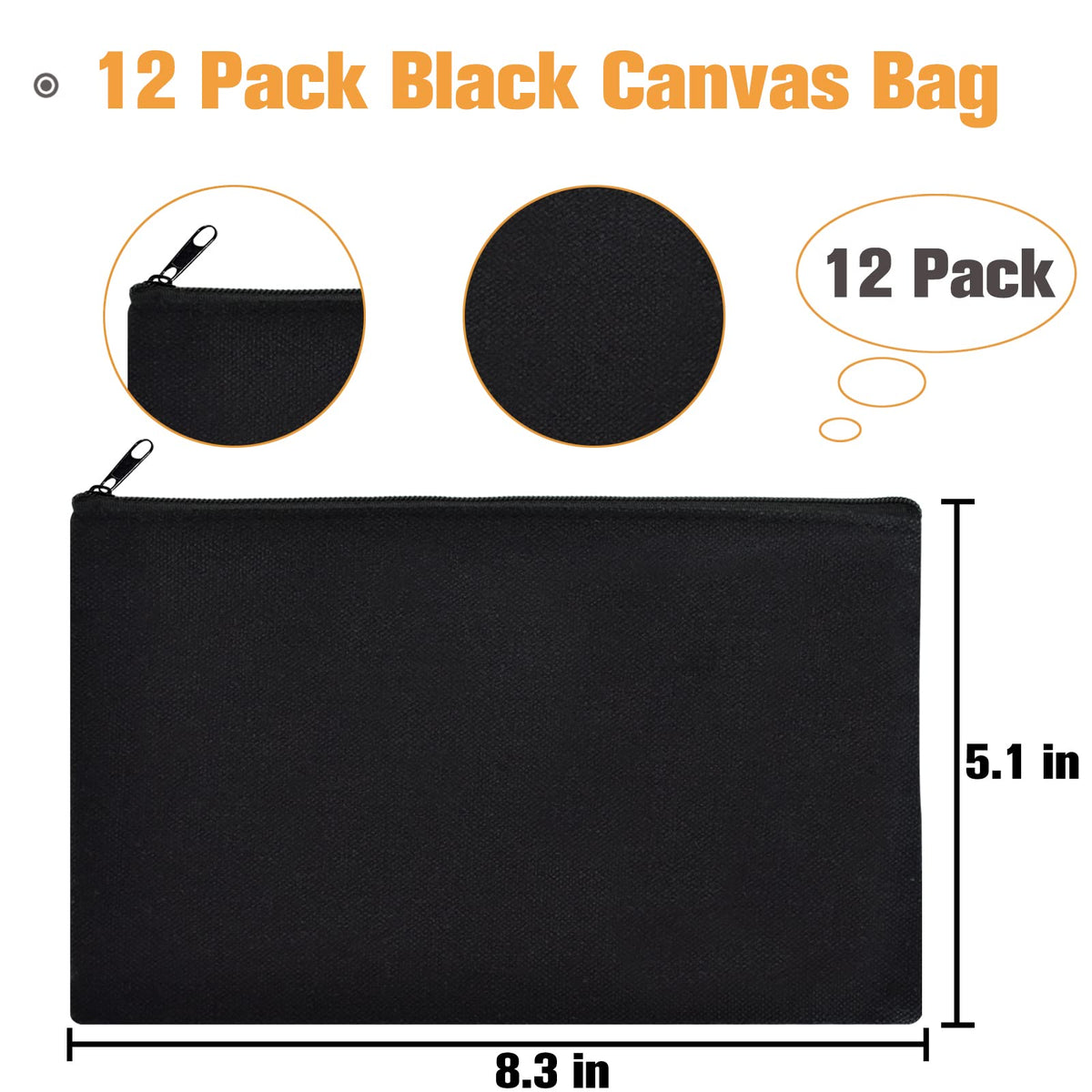 ZeeDix 12 Pack Small Canvas Zipper Pouch for Makeup Pencil Travel 8.3x5 In - thewildfolk ZeeDix 12 Pack Small Canvas Zipper Pouch for Makeup Pencil Travel 8.3x5 In