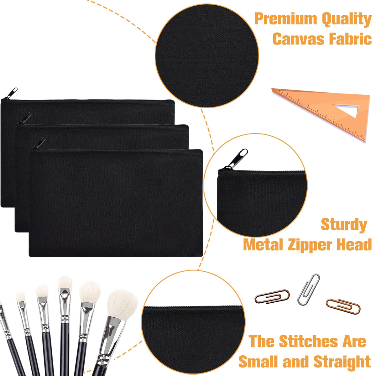 ZeeDix 12 Pack Small Canvas Zipper Pouch for Makeup Pencil Travel 8.3x5 In - thewildfolk ZeeDix 12 Pack Small Canvas Zipper Pouch for Makeup Pencil Travel 8.3x5 In