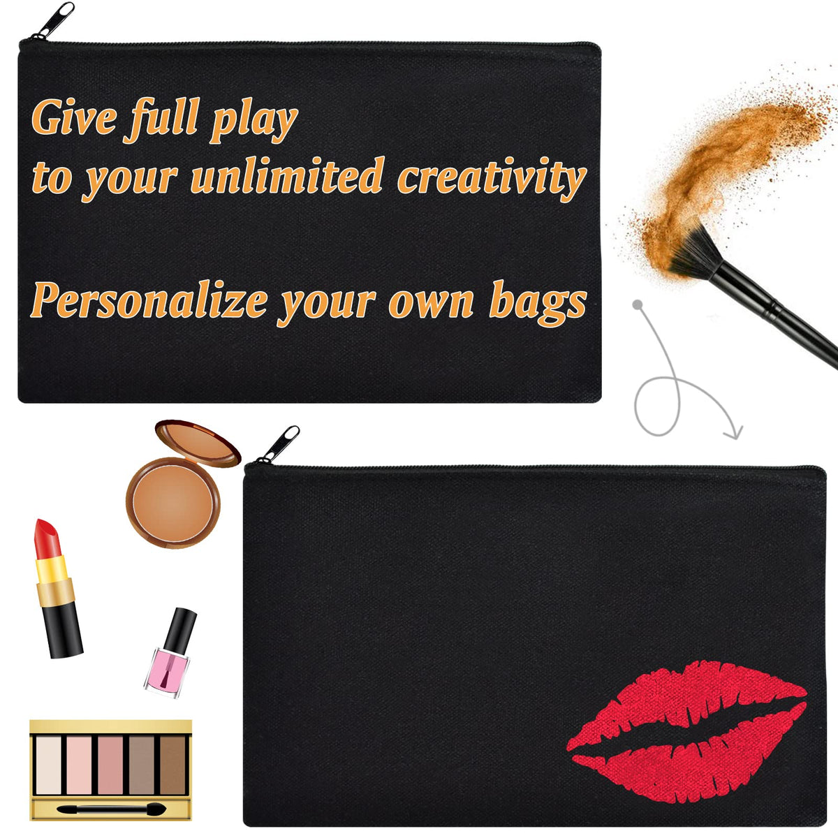ZeeDix 12 Pack Small Canvas Zipper Pouch for Makeup Pencil Travel 8.3x5 In - thewildfolk ZeeDix 12 Pack Small Canvas Zipper Pouch for Makeup Pencil Travel 8.3x5 In