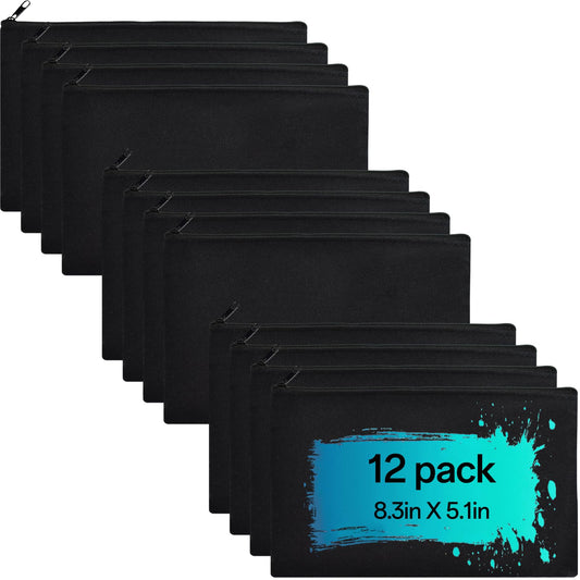 ZeeDix 12 Pack Small Canvas Zipper Pouch for Makeup Pencil Travel 8.3x5 In - thewildfolk ZeeDix 12 Pack Small Canvas Zipper Pouch for Makeup Pencil Travel 8.3x5 In