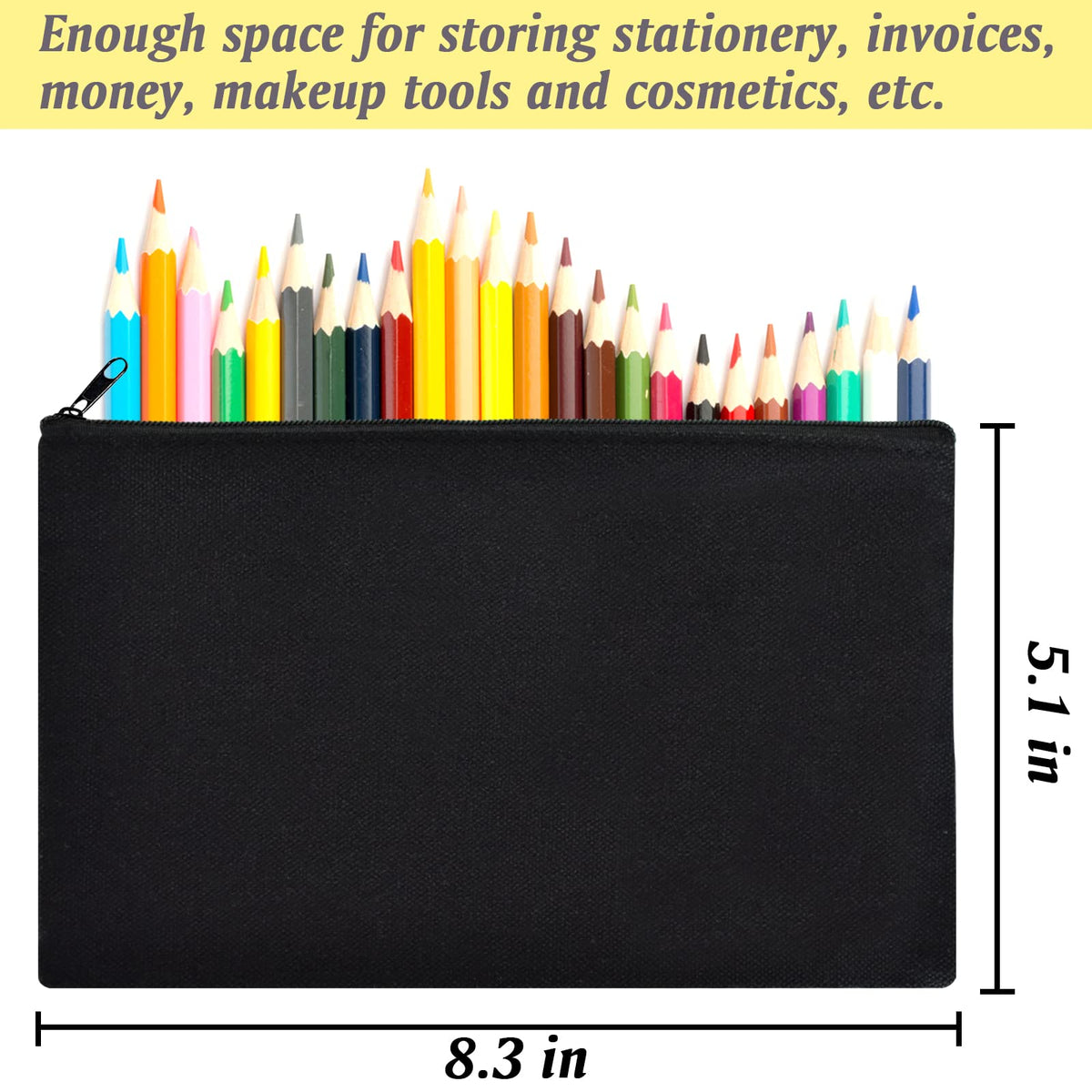ZeeDix 8 Pack Small Canvas Zipper Pouch for Makeup Pencil Travel 8.3x5 In - thewildfolk ZeeDix 8 Pack Small Canvas Zipper Pouch for Makeup Pencil Travel 8.3x5 In