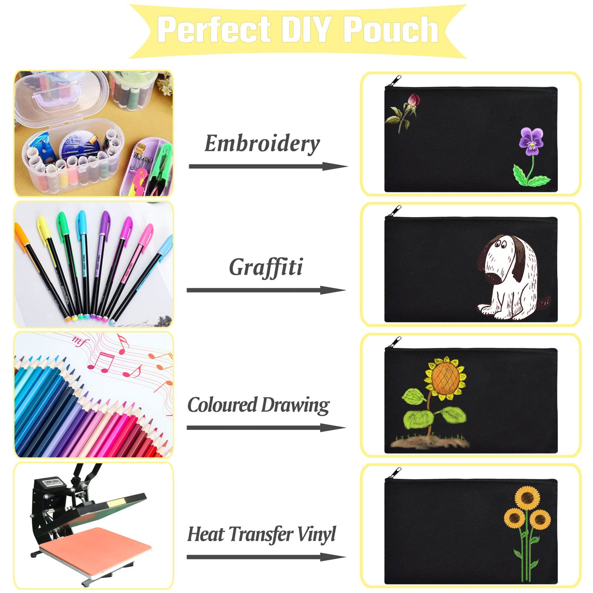 ZeeDix 8 Pack Small Canvas Zipper Pouch for Makeup Pencil Travel 8.3x5 In - thewildfolk ZeeDix 8 Pack Small Canvas Zipper Pouch for Makeup Pencil Travel 8.3x5 In