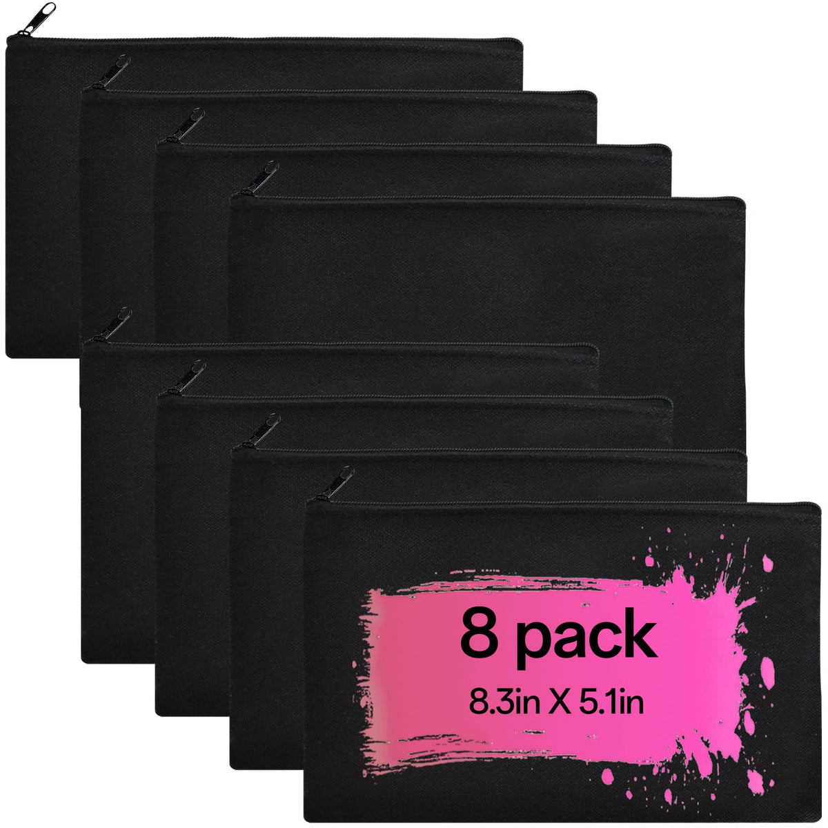 ZeeDix 8 Pack Small Canvas Zipper Pouch for Makeup Pencil Travel 8.3x5 In - thewildfolk ZeeDix 8 Pack Small Canvas Zipper Pouch for Makeup Pencil Travel 8.3x5 In