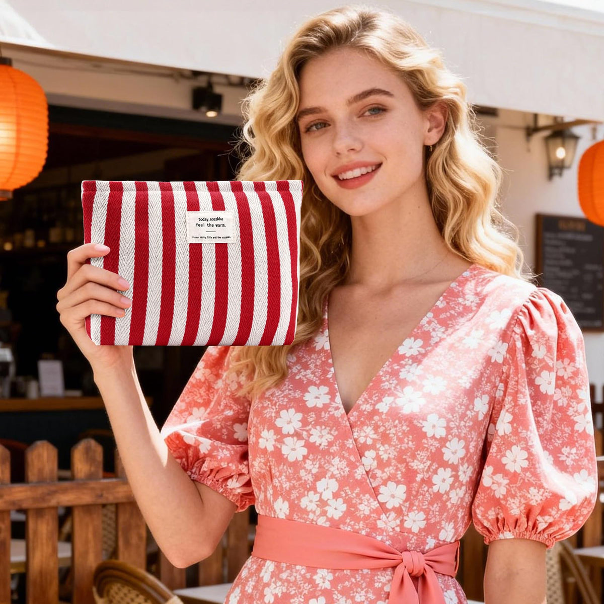ZLFSRQ Striped Makeup Bag Large Canvas Travel Makeup Bag for Women Cosmetic Pouch Cute Red Striped Make Up Pouch for Purse Y2k Aesthetic Trendy Zippered Toiletry Bags Gift Skincare Storage Organizer - thewildfolk ZLFSRQ Striped Makeup Bag Large Canvas Travel Makeup Bag for Women Cosmetic Pouch Cute Red Striped Make Up Pouch for Purse Y2k Aesthetic Trendy Zippered Toiletry Bags Gift Skincare Storage Organizer