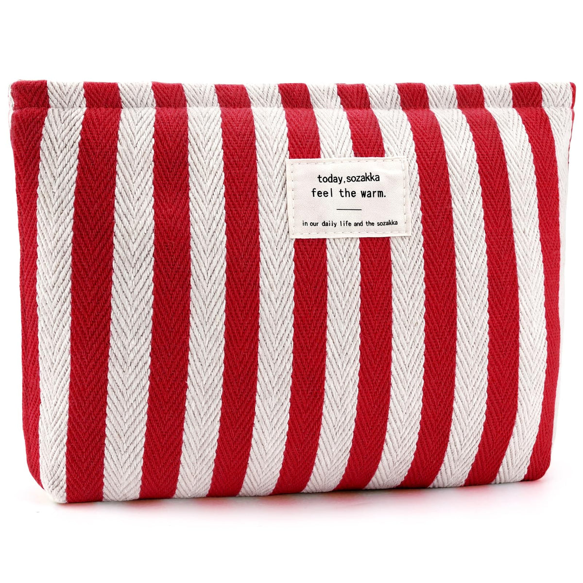 ZLFSRQ Striped Makeup Bag Large Canvas Travel Makeup Bag for Women Cosmetic Pouch Cute Red Striped Make Up Pouch for Purse Y2k Aesthetic Trendy Zippered Toiletry Bags Gift Skincare Storage Organizer - thewildfolk ZLFSRQ Striped Makeup Bag Large Canvas Travel Makeup Bag for Women Cosmetic Pouch Cute Red Striped Make Up Pouch for Purse Y2k Aesthetic Trendy Zippered Toiletry Bags Gift Skincare Storage Organizer