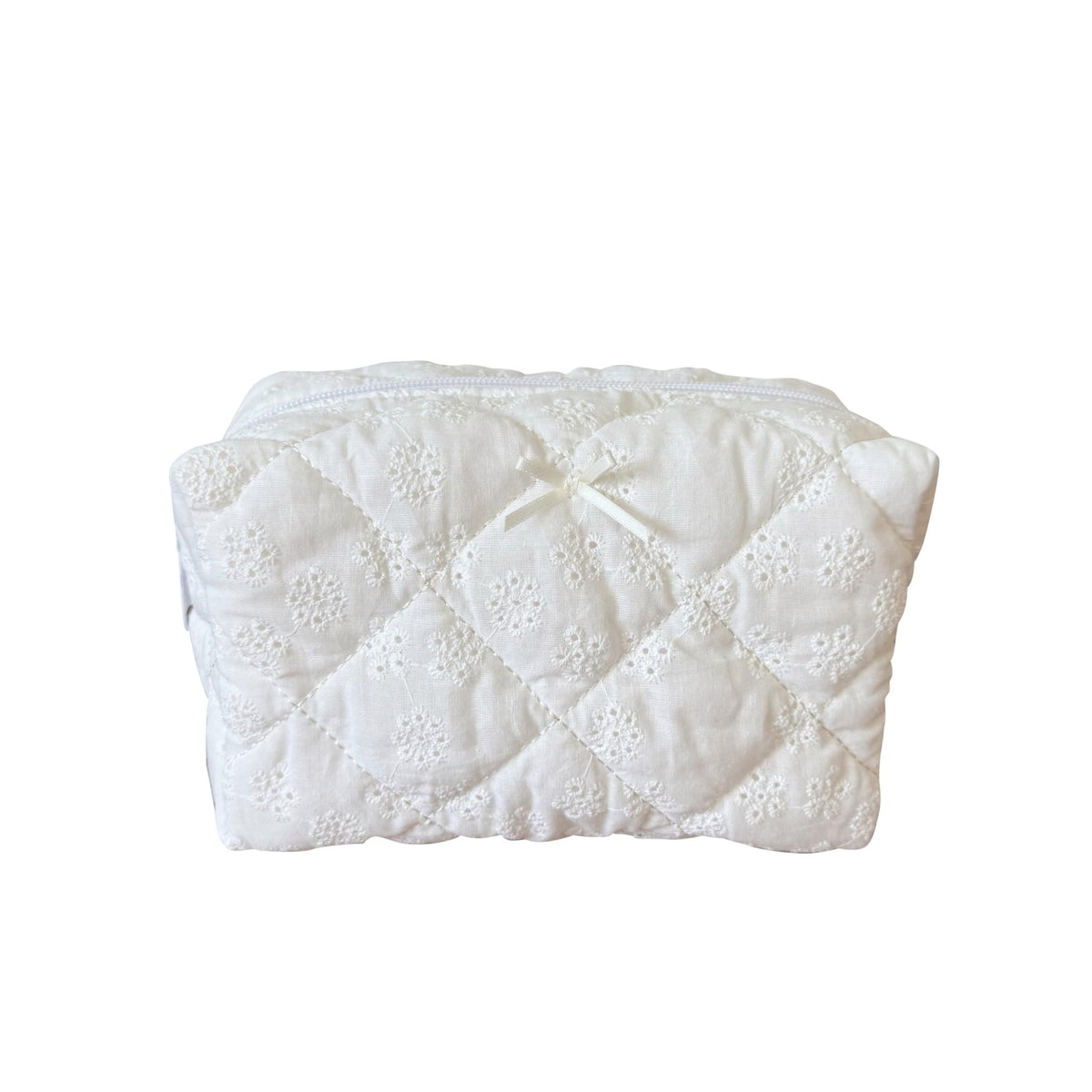 ZUNUONUO Cotton Quilted Makeup Bag Coquette Accessories Make up Bag Organizer Cute Floral Cosmetic Pouch Travel Makeup Bag for Women,Embroidery White - thewildfolk ZUNUONUO Cotton Quilted Makeup Bag Coquette Accessories Make up Bag Organizer Cute Floral Cosmetic Pouch Travel Makeup Bag for Women,Embroidery White