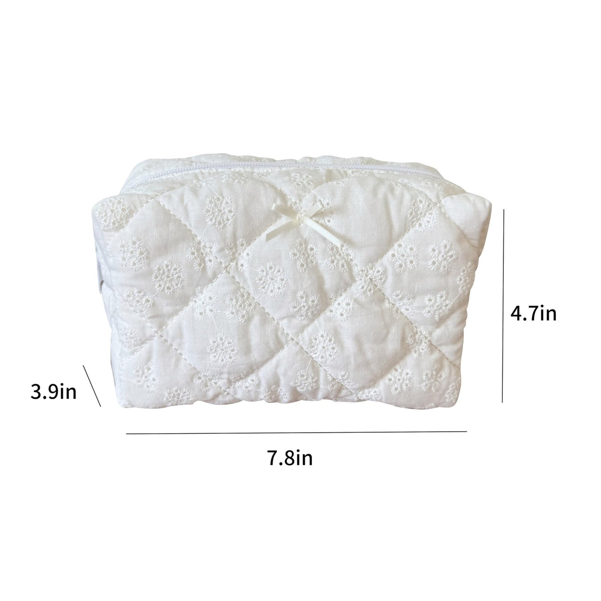 ZUNUONUO Cotton Quilted Makeup Bag Coquette Accessories Make up Bag Organizer Cute Floral Cosmetic Pouch Travel Makeup Bag for Women,Embroidery White - thewildfolk ZUNUONUO Cotton Quilted Makeup Bag Coquette Accessories Make up Bag Organizer Cute Floral Cosmetic Pouch Travel Makeup Bag for Women,Embroidery White